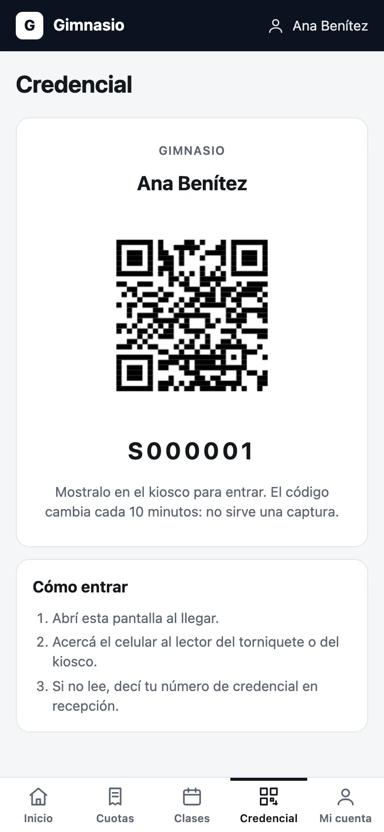 Credencial con QR del socio